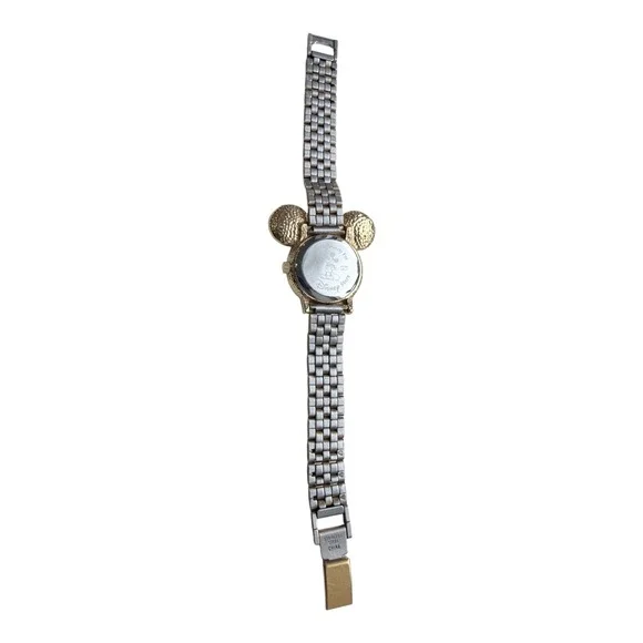 VTG Disney Mickey Mouse Watch Women Gold Rhinestone Link Disney Store Box